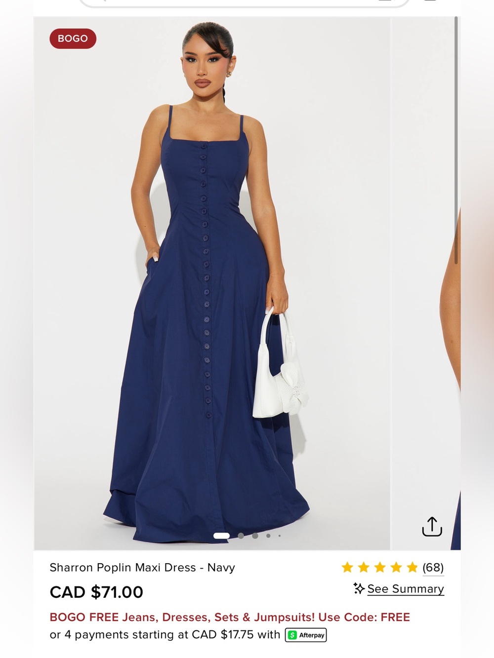 Elegant Navy Button-Front Maxi Dress